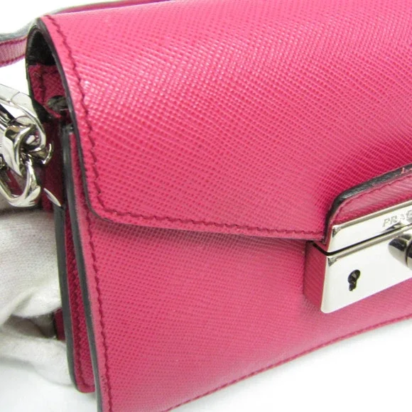 PRADA Pink Leather Saffiano Shoulder Bag